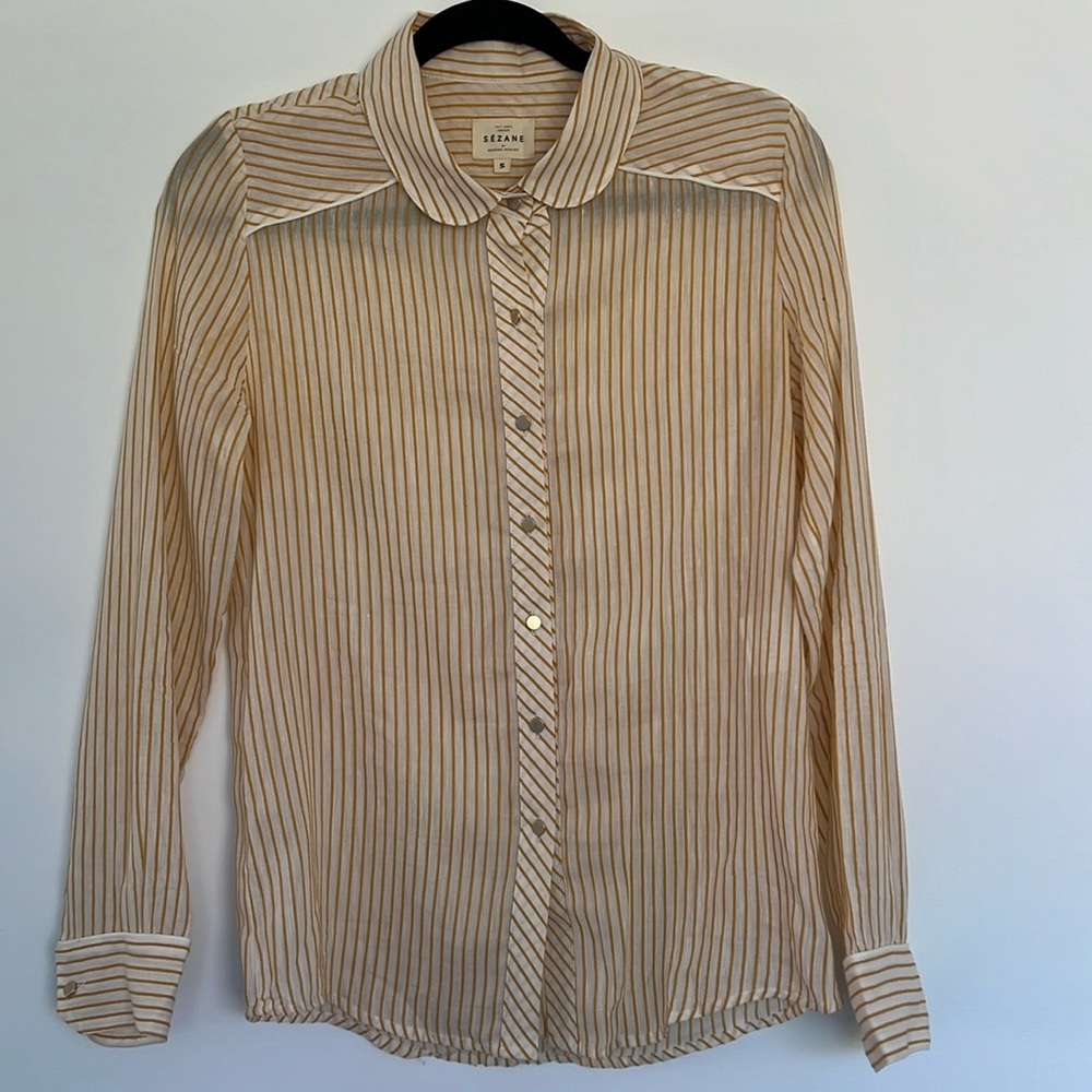 Sezane Tomboy shirt - Tobacco stripe - size small